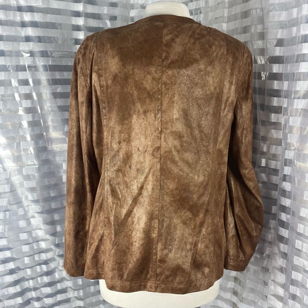 Alfred Dunner Brown Metallic Zip Up Jacket - Picture 3 of 5